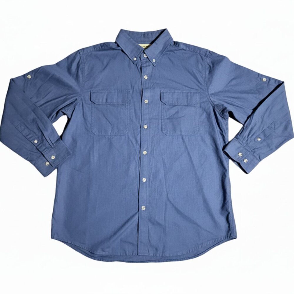 Brazos Work Force Men's Utility Button Down Long Sleeve Navy Blue Large NEW